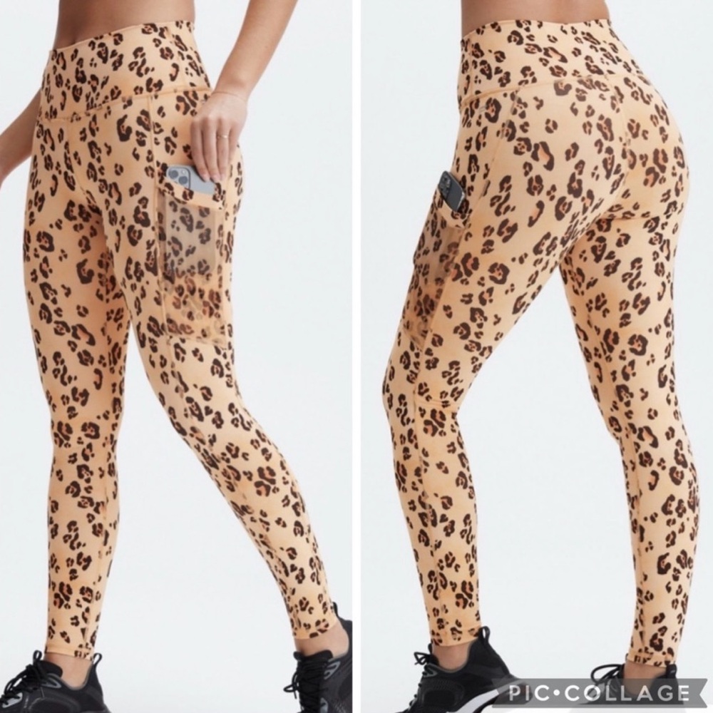 Fabletics “On The Go” Powerhold Legging Leopard Pocket High Waisted Size M/8